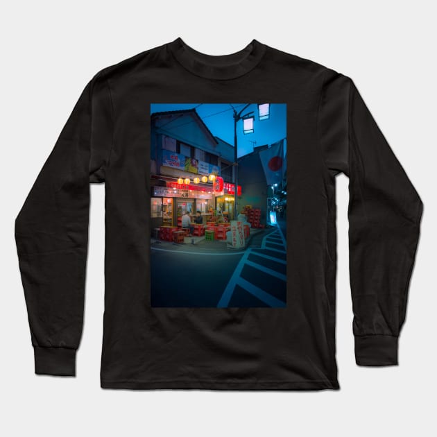 Small street izakaya in Koenji Chilling outside on warm summer night Long Sleeve T-Shirt by TokyoLuv